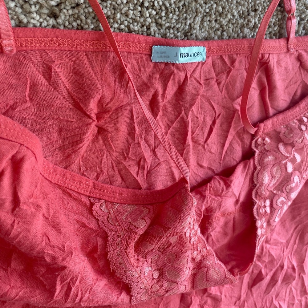 Maurice’s coral pink lacey cami tank top size large - Picture 7 of 7